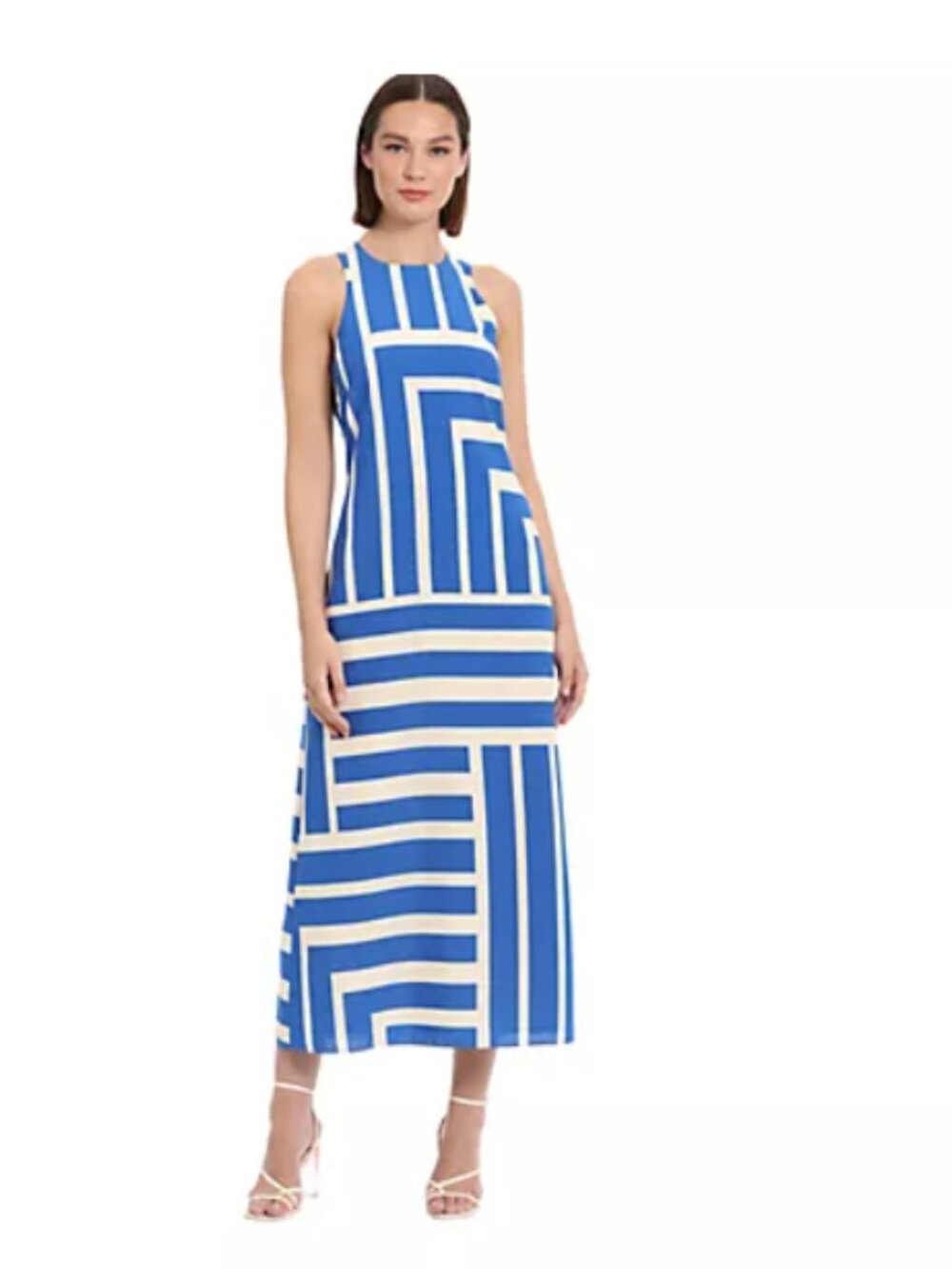 New With Tags-Donna Morgan-Maxi Dress-Striped-Blue and White-Size 6